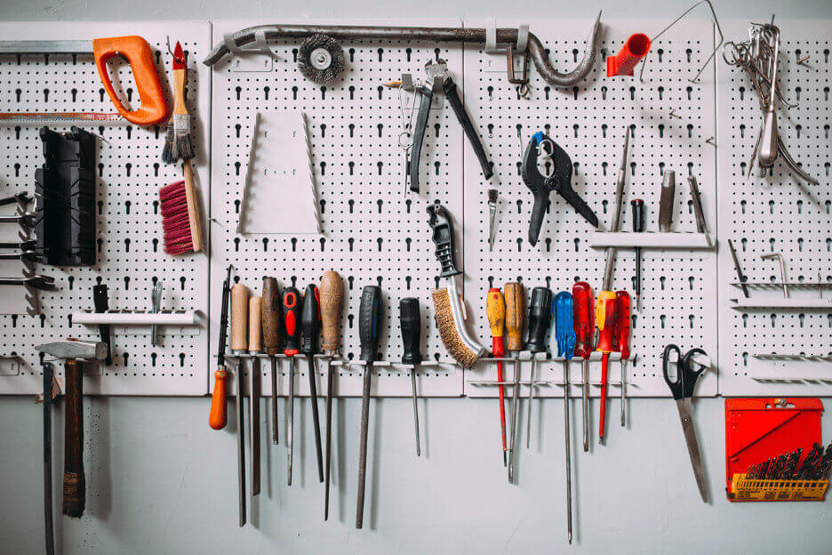 Wall of assorted tools