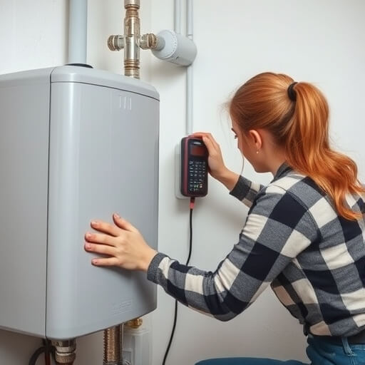 A woman adjusting her house heater with tips from Control Heating & Air Conditioning